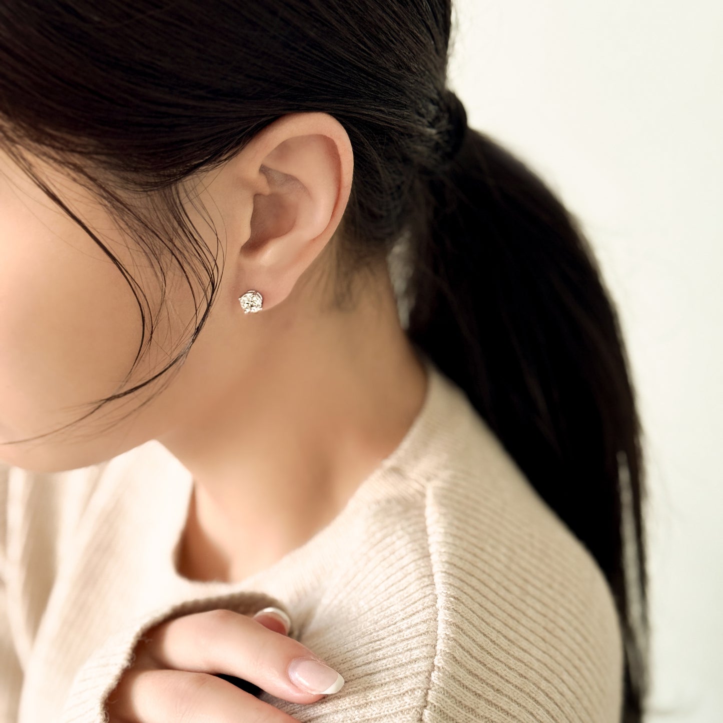 Four Prong Lab Grown Diamond Stud Earrings