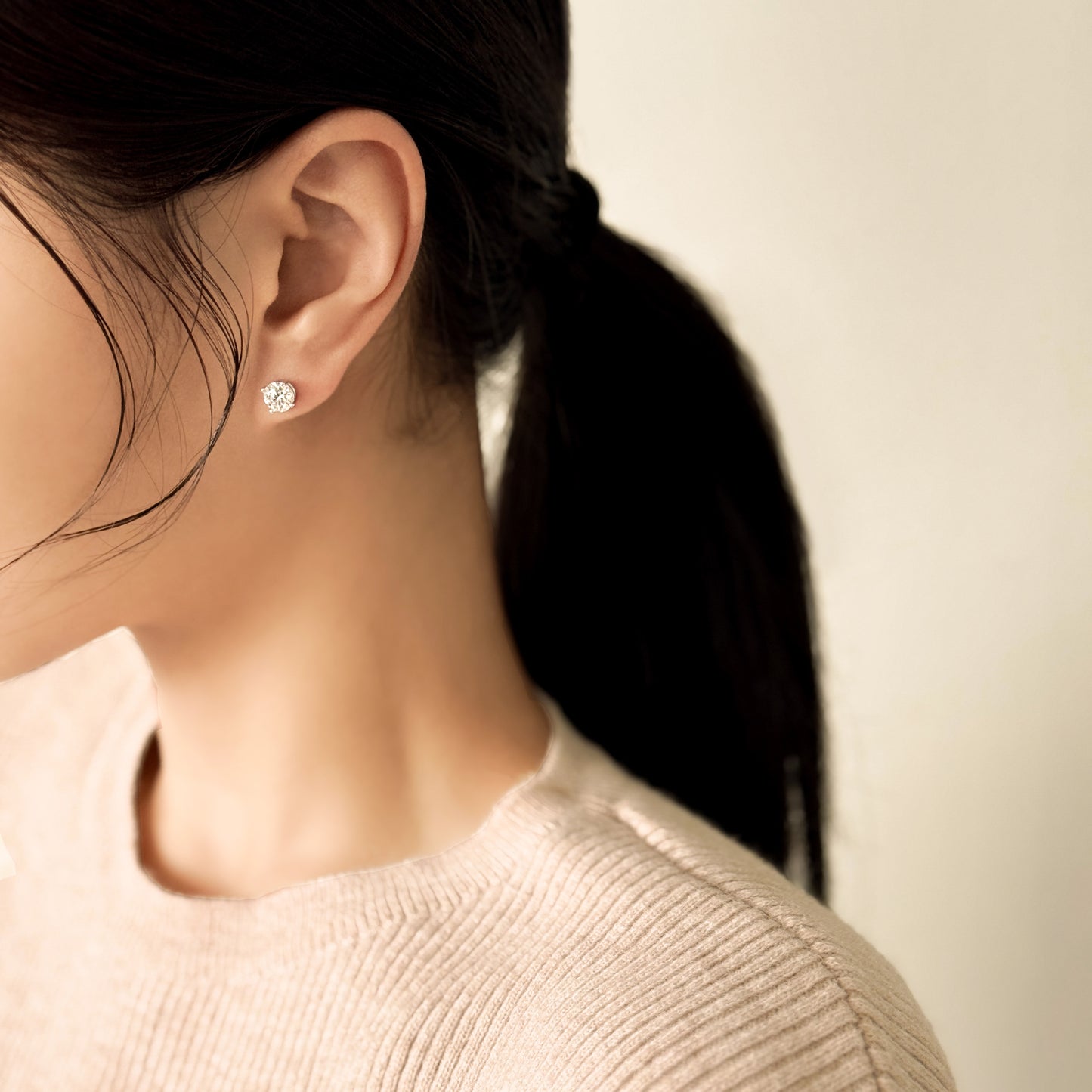 Four Prong Lab Grown Diamond Stud Earrings