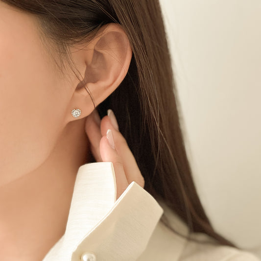 Heart Halo Stud Earrings