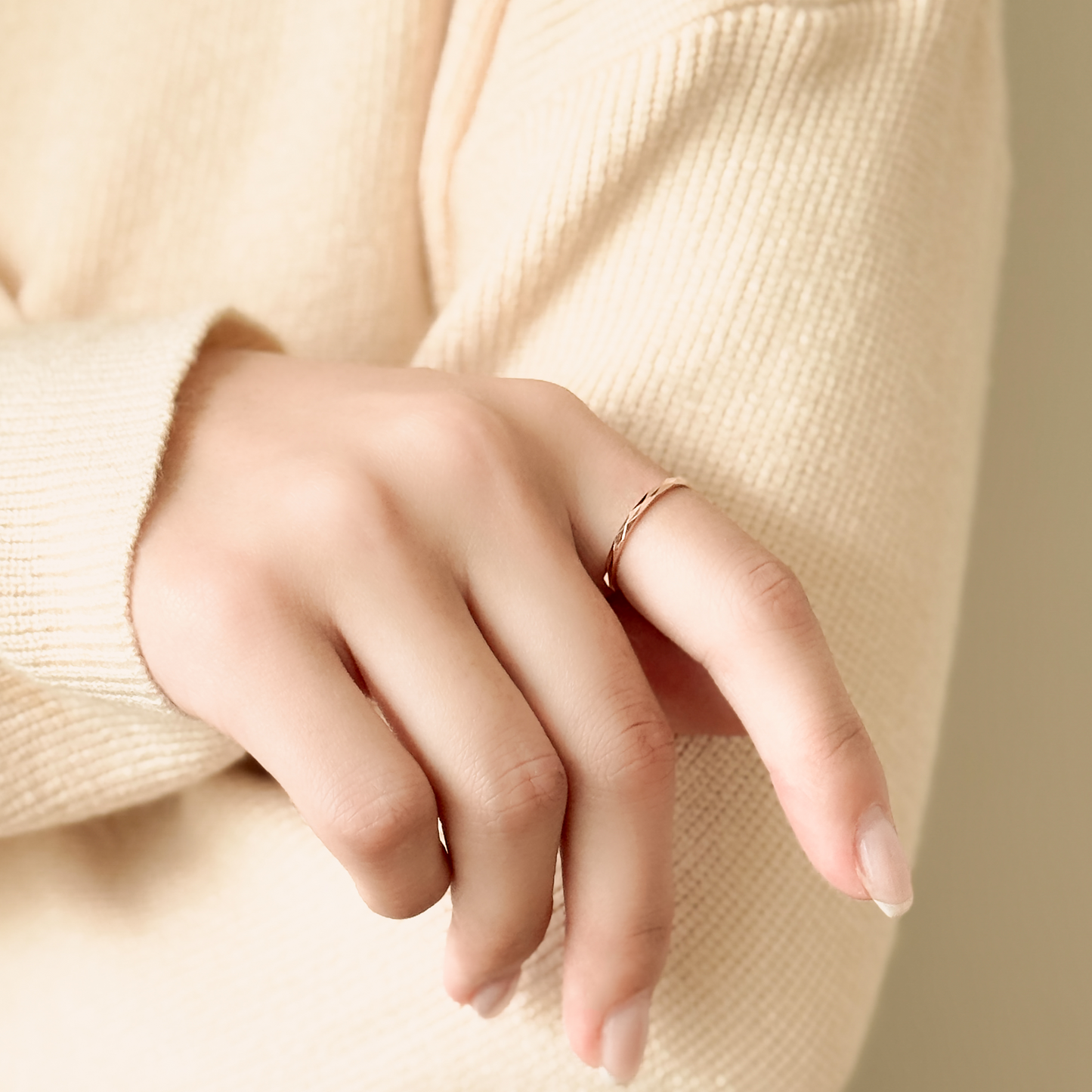 Faceted Slim Band Ring
