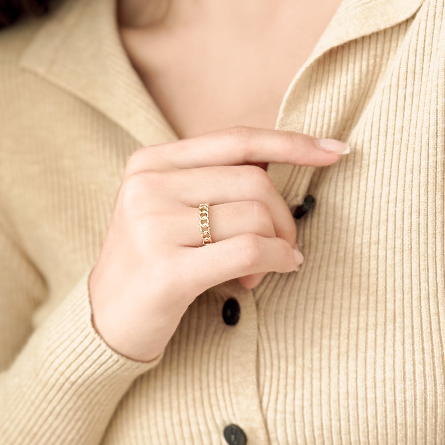 Milgrain Chain Link Band Ring