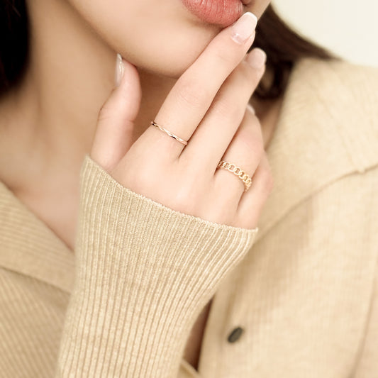 Milgrain Chain Link Band Ring