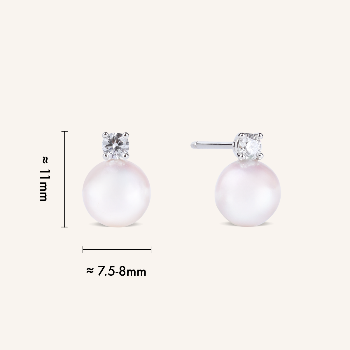 Akoya Pearl Lab Grown Diamond Stud Earrings