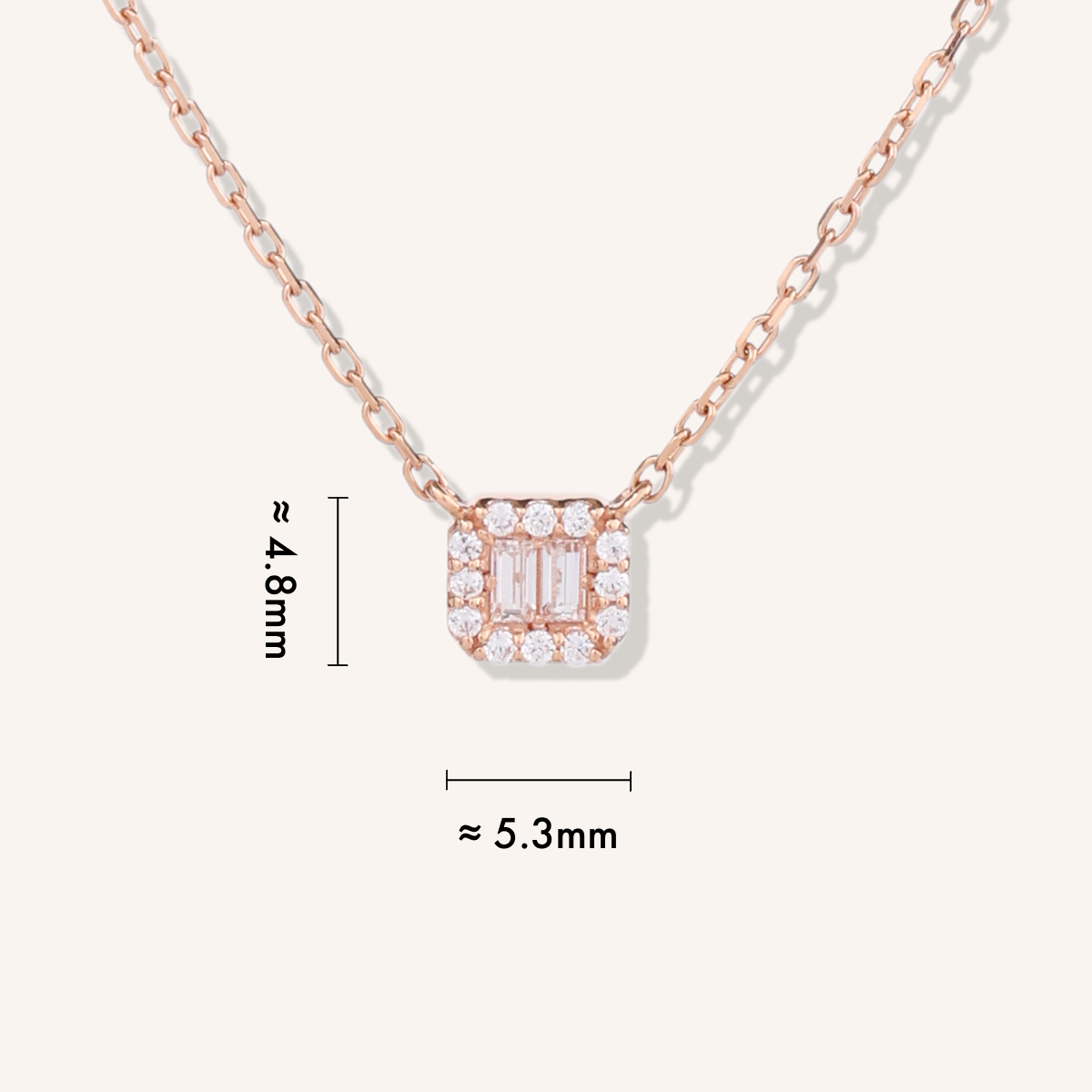 Baguette Halo Square Necklace