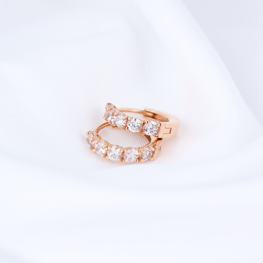 5 Stone Classic Hoop Earrings