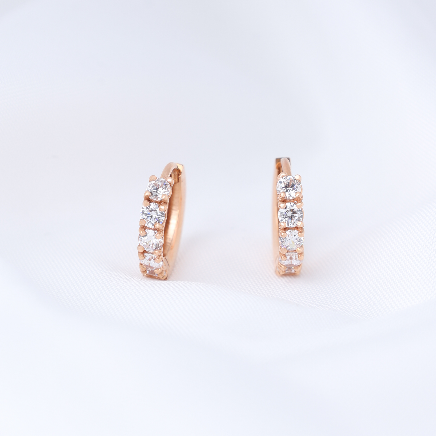 5 Stone Classic Hoop Earrings