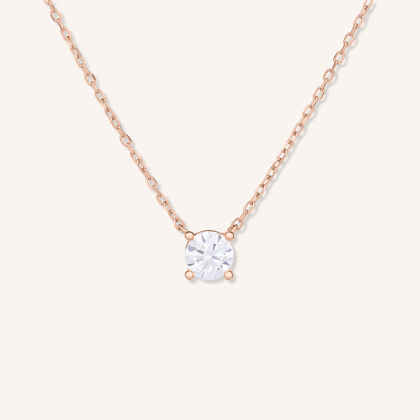 Four Prong Lab Grown Diamond Solitaire Necklace, Basket Setting