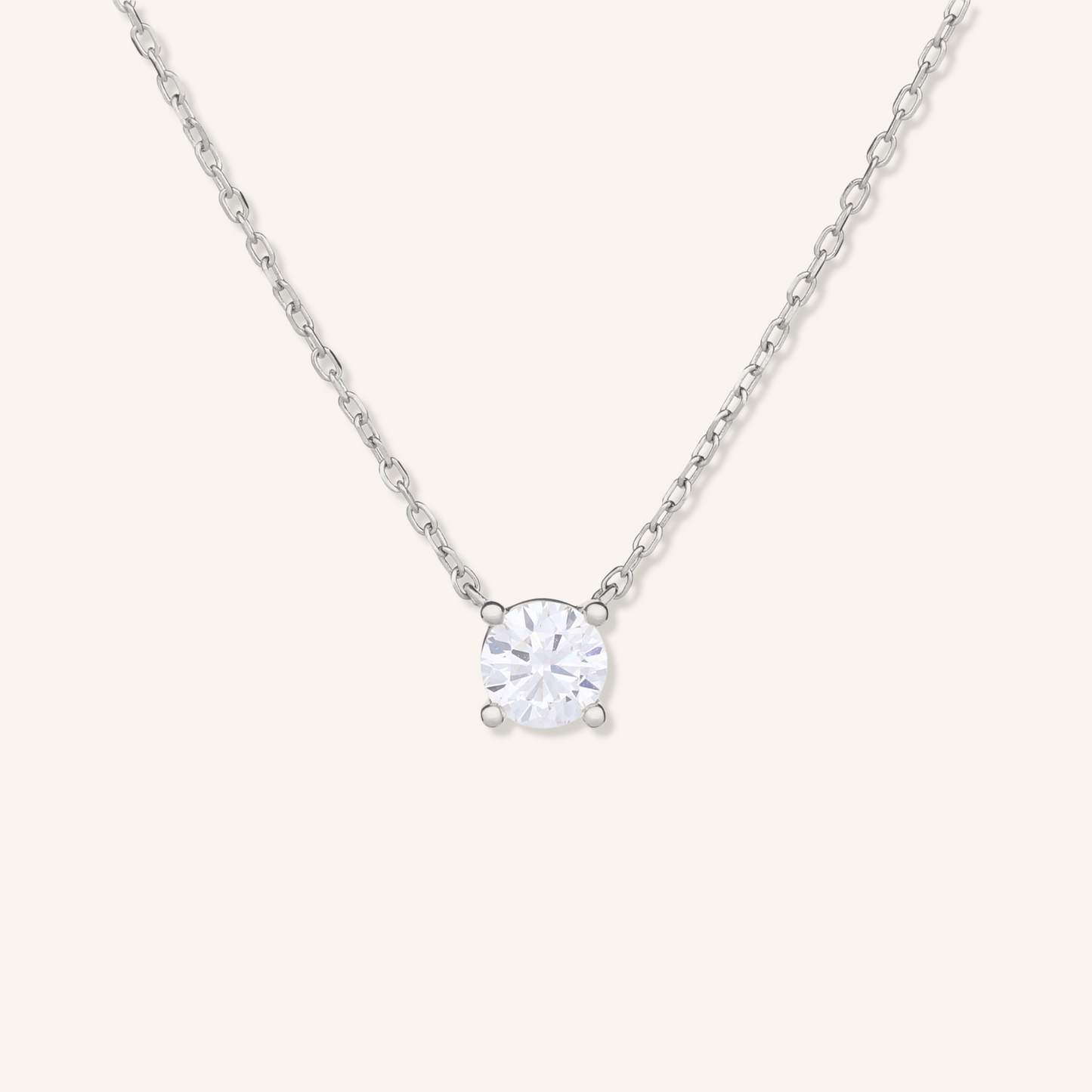 Four Prong Lab Grown Diamond Solitaire Necklace, Basket Setting