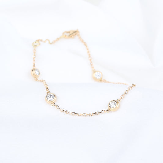 Lab Grown Diamond Bezel Bracelet, 5 Stones