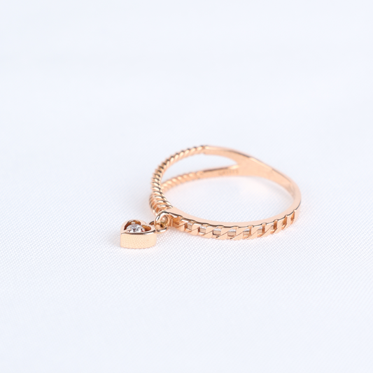 Heart Charm Dual Band Ring