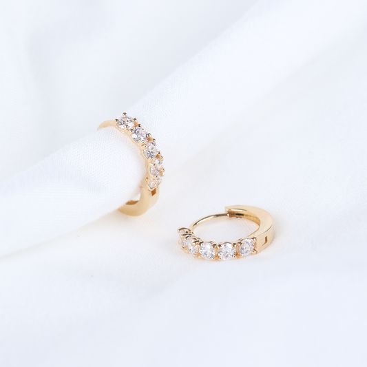 5 Stone Classic Hoop Earrings