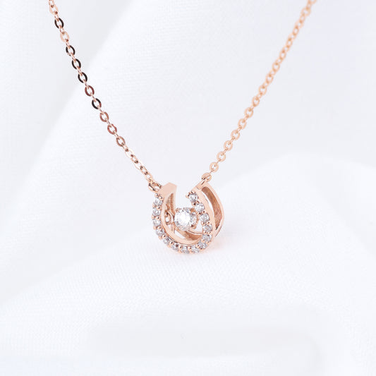Dancing Stone Horseshoe Halo Necklace