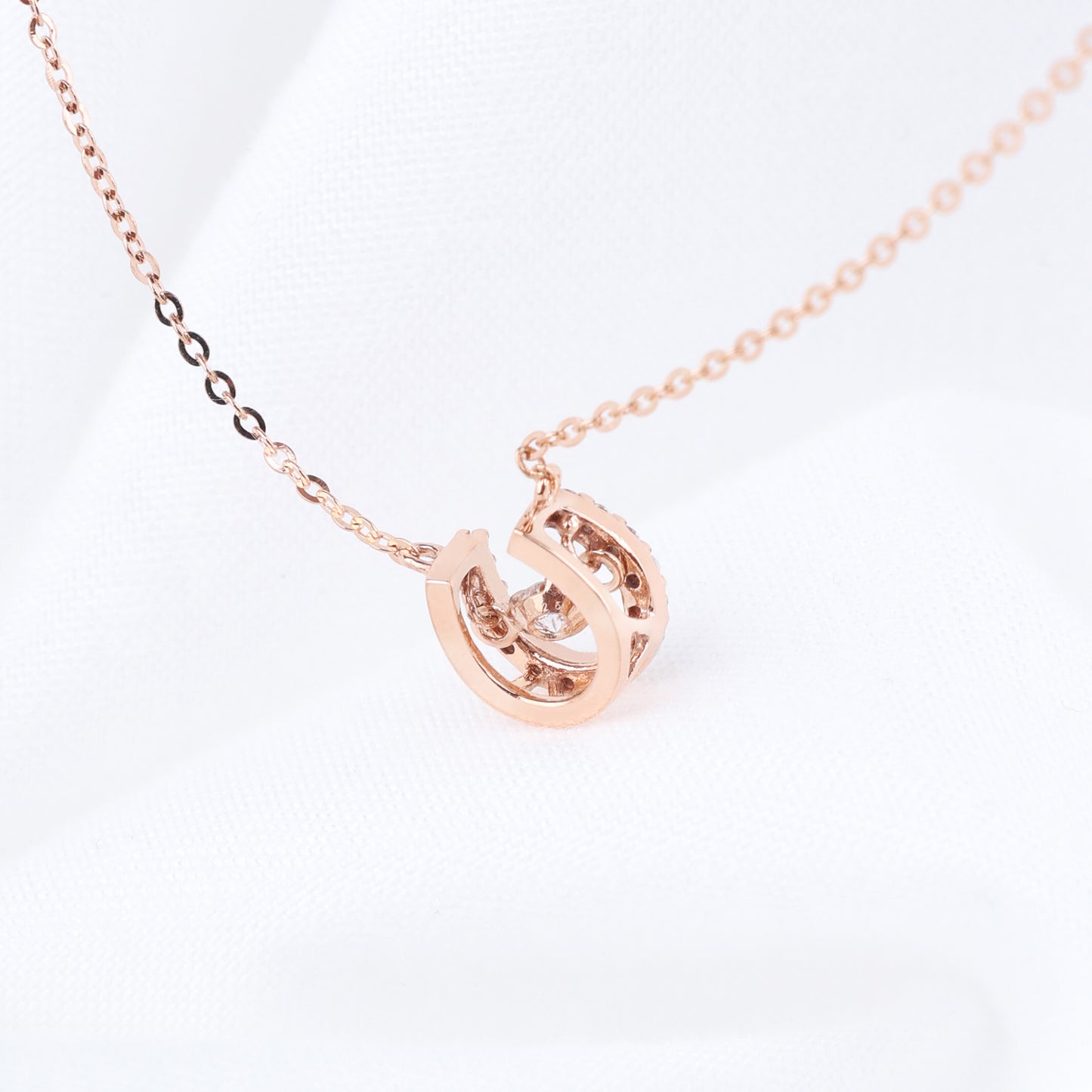 Dancing Stone Horseshoe Halo Necklace