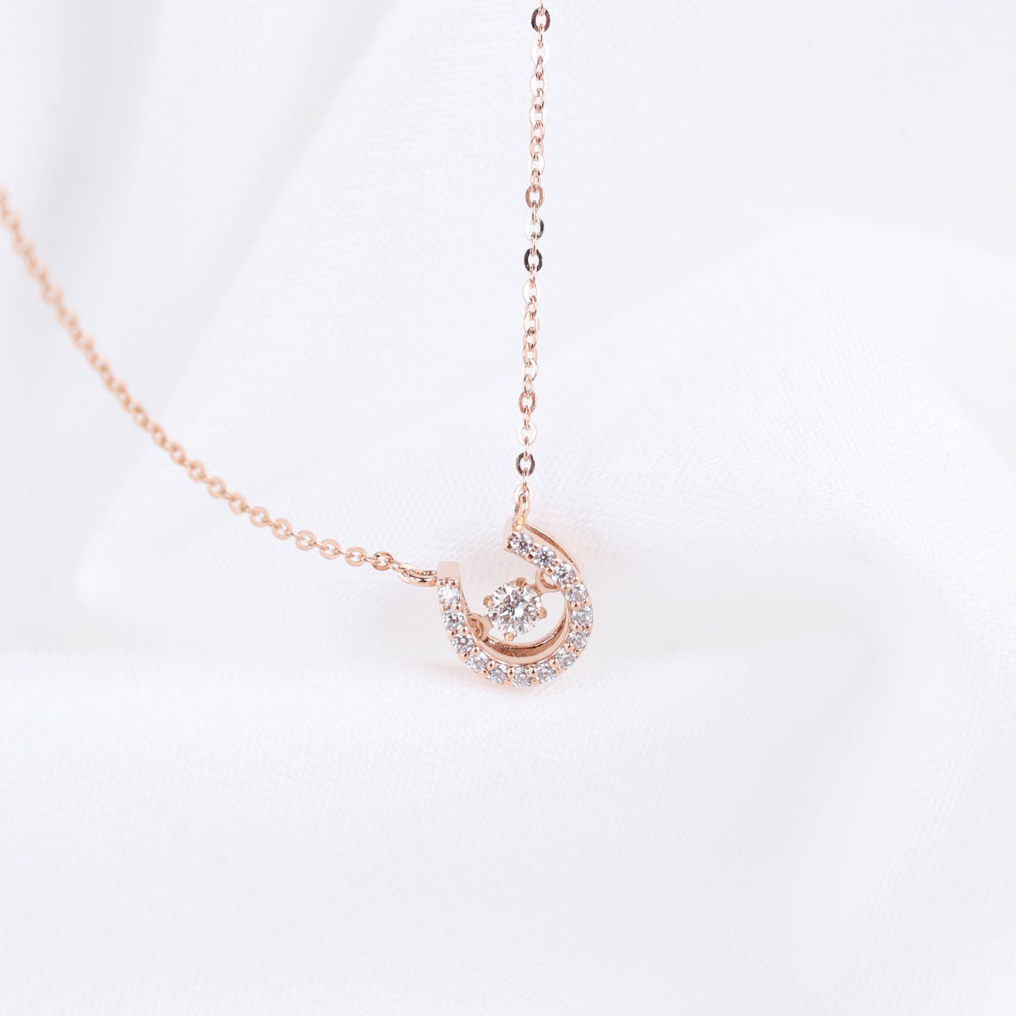 Dancing Stone Horseshoe Halo Necklace