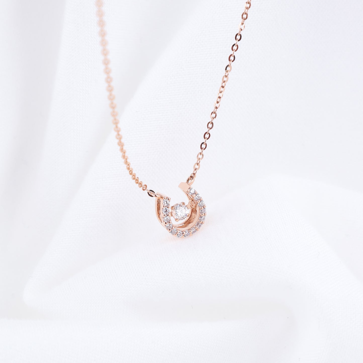 Dancing Stone Horseshoe Halo Necklace