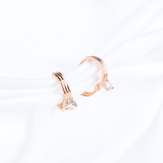 Triple Band Solitaire Drop Earrings