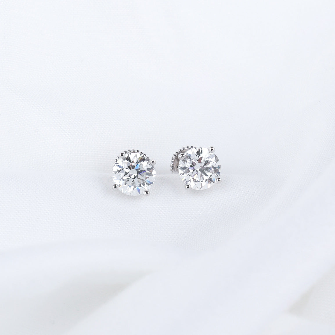 Four Prong Lab Grown Diamond Stud Earrings
