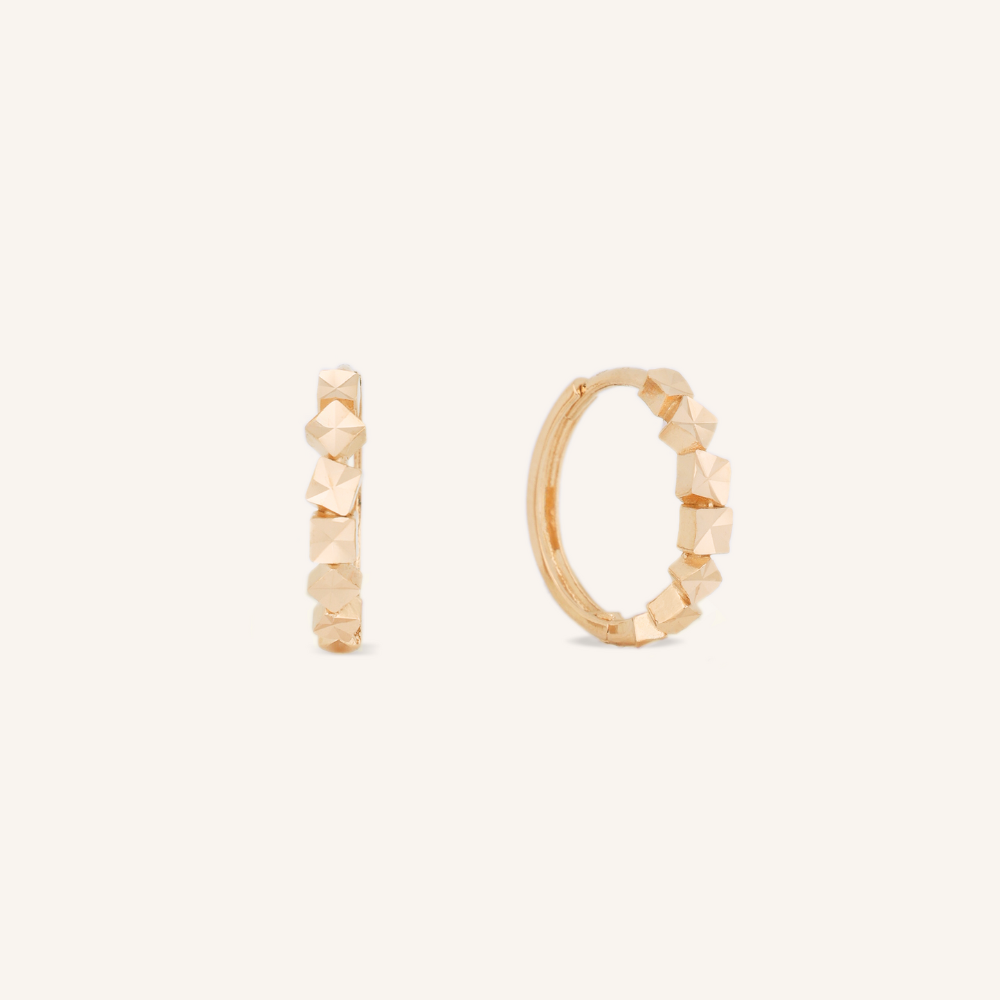 Faceted Cube Hoop Earrings