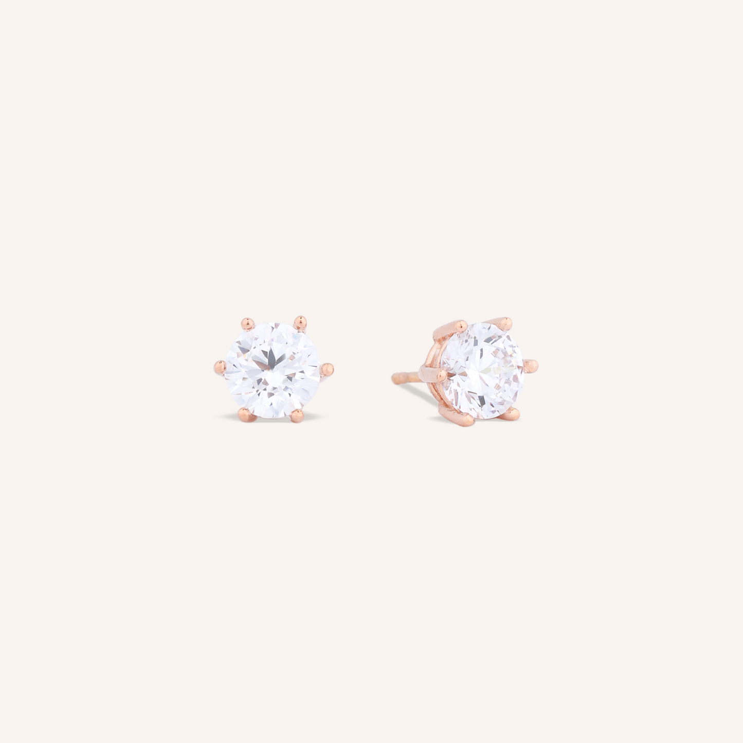 6 Prong Solitaire Stud Earrings