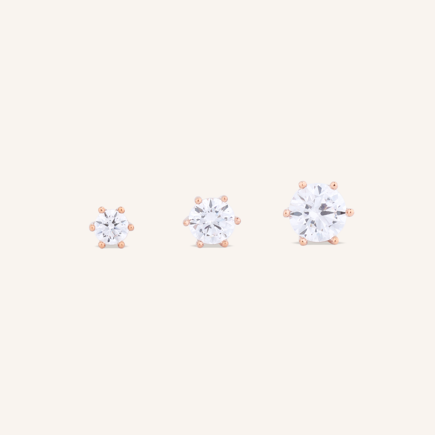 6 Prong Solitaire Stud Earrings