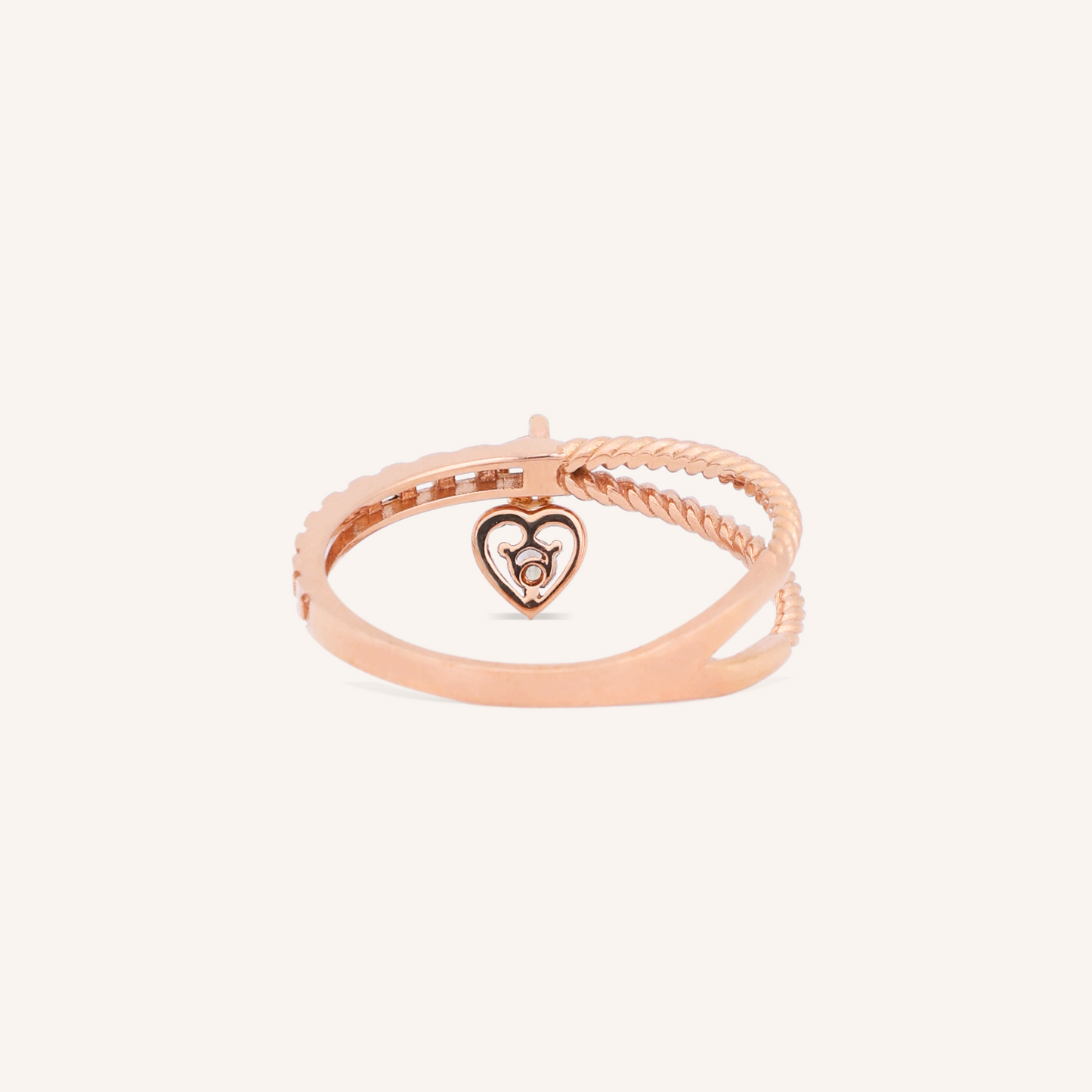 Heart Charm Dual Band Ring
