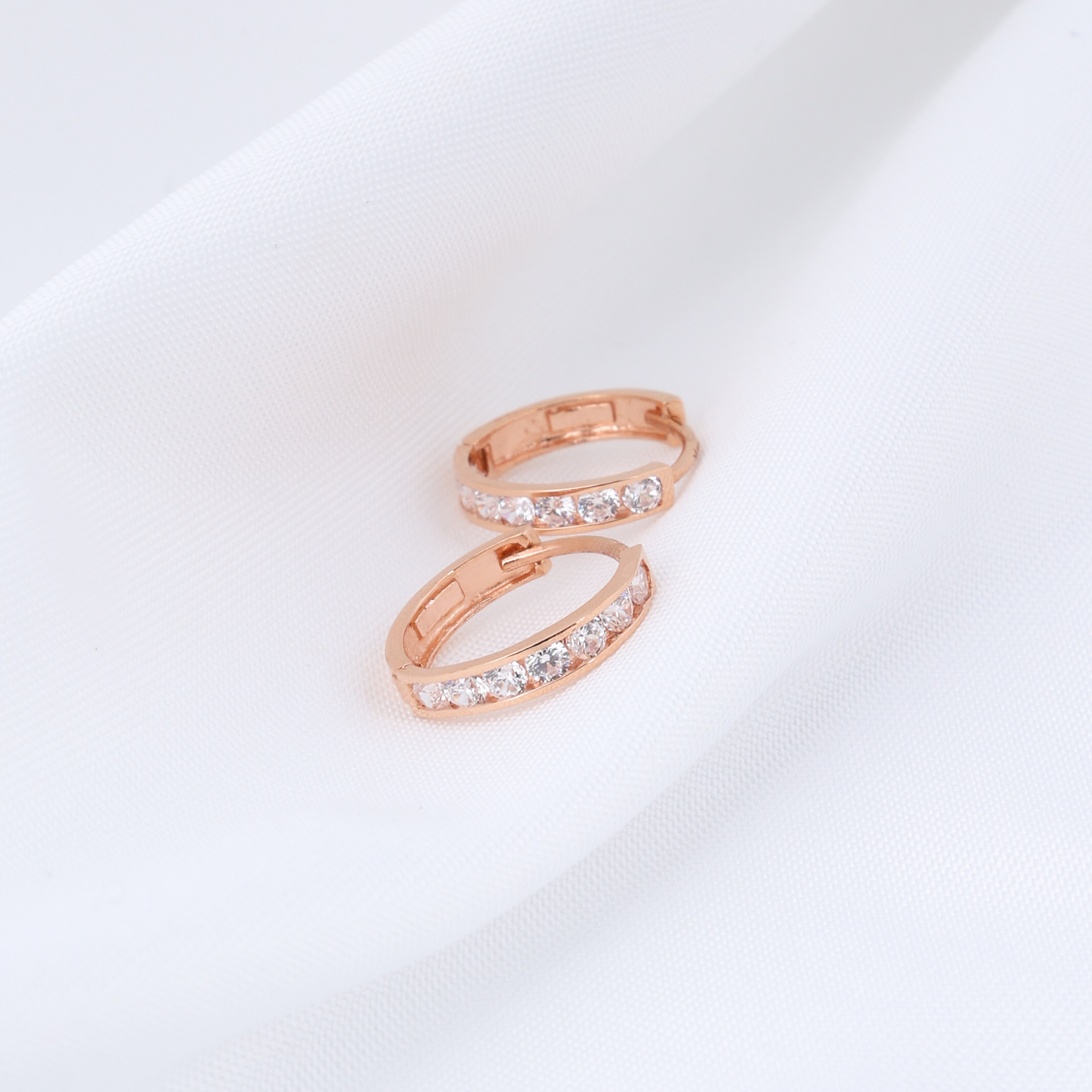 7-Stone Channel Set Hoop Earrings