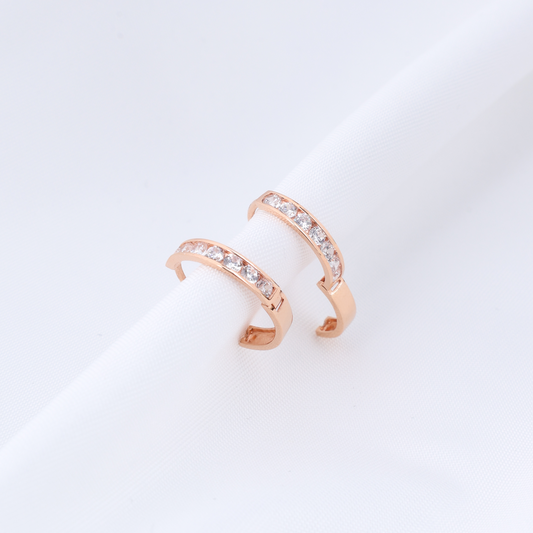 7 Stone Channel Set Hoop Earrings