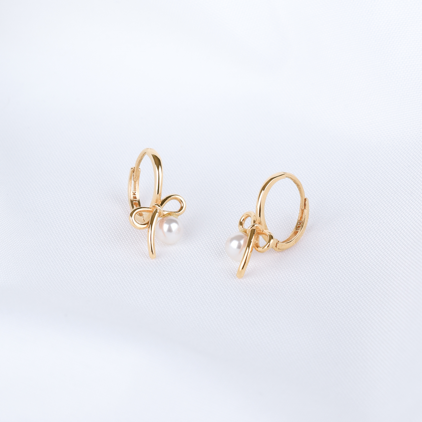 Ribbon Pearl Drop Earrings