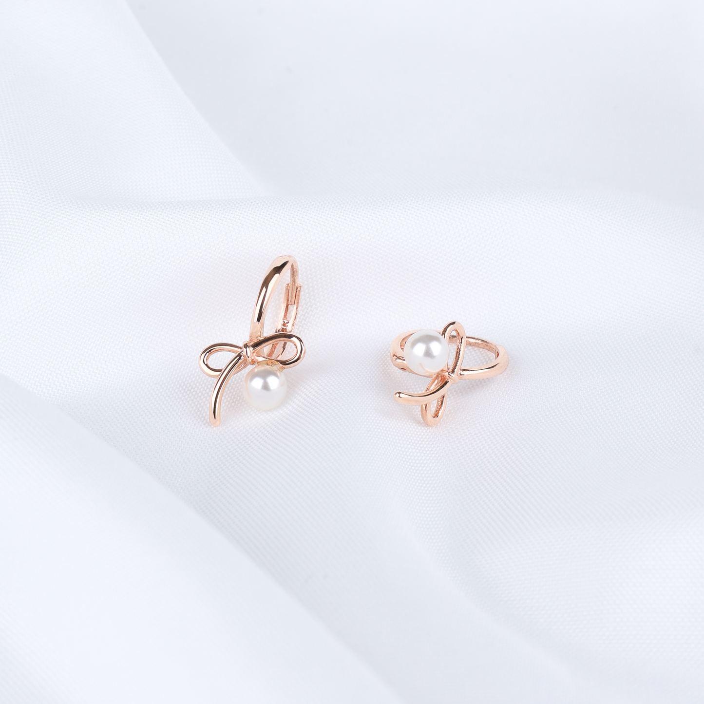 Ribbon Pearl Drop Earrings