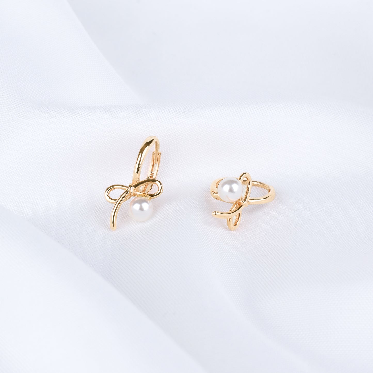 Ribbon Pearl Drop Earrings