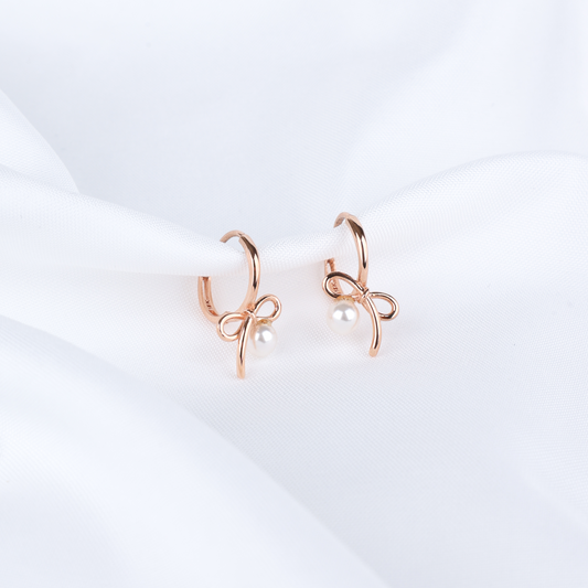 Ribbon Pearl Drop Earrings