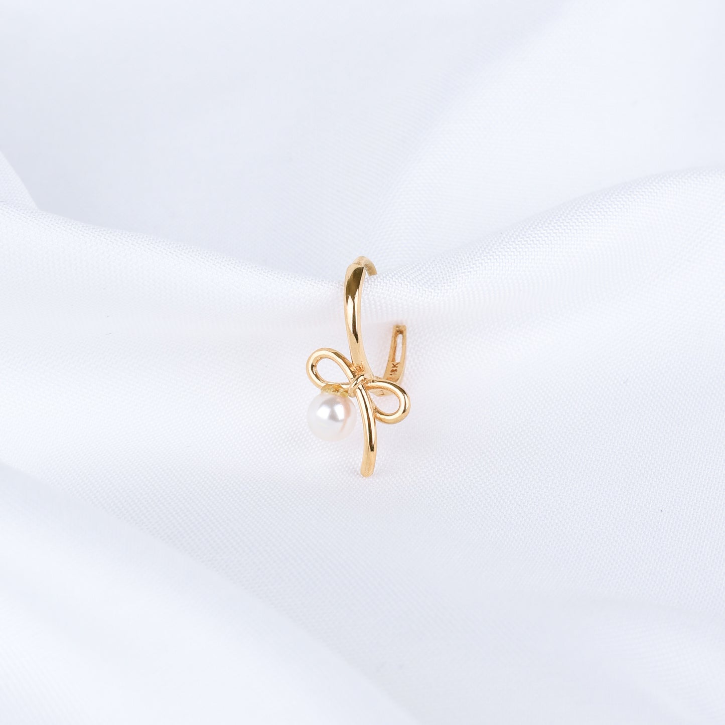 Ribbon Pearl Drop Earrings