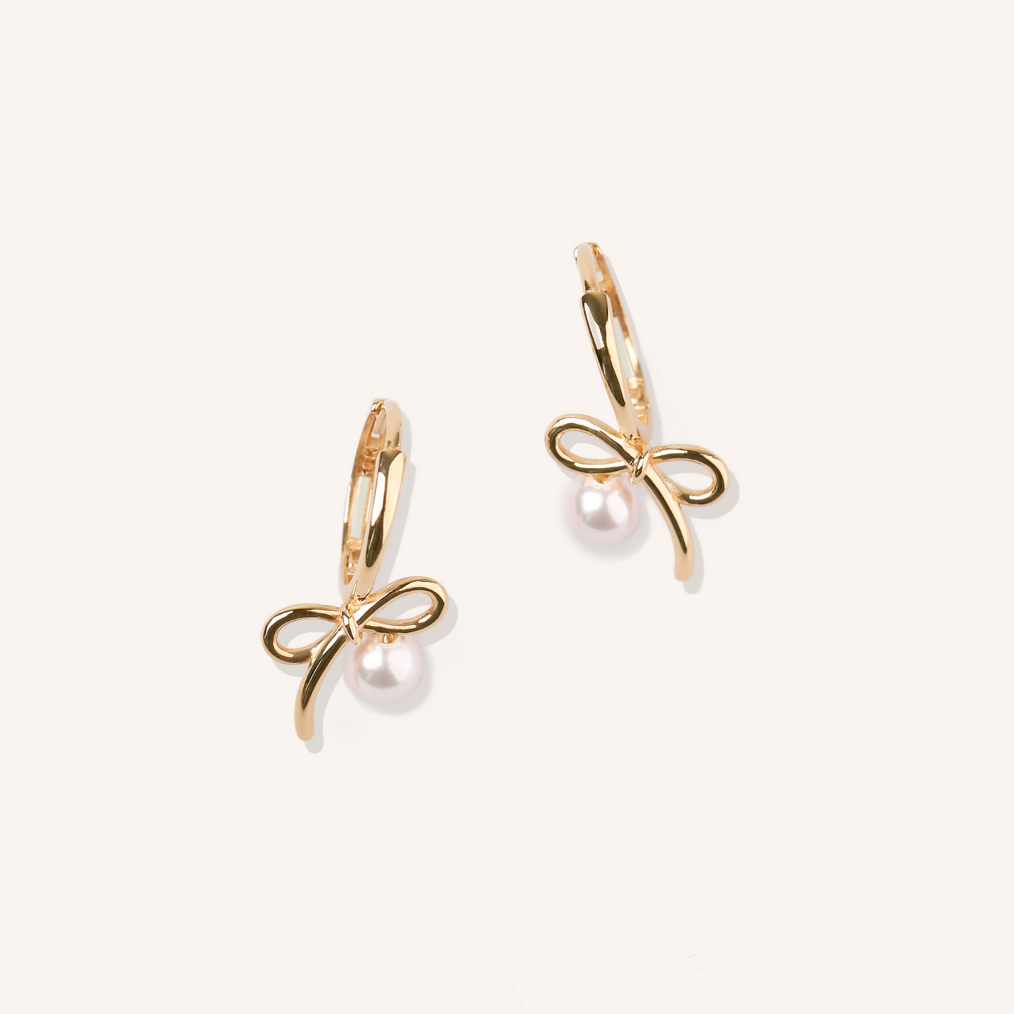 Ribbon Pearl Drop Earrings