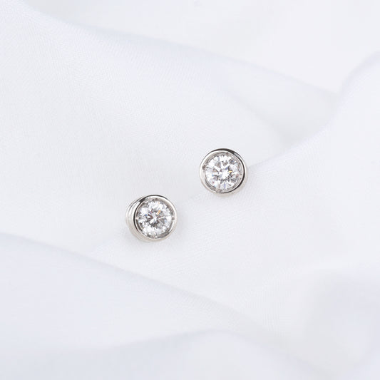 0.3ct Lab Grown Diamond Bezel Side Diamond Stud Earrings