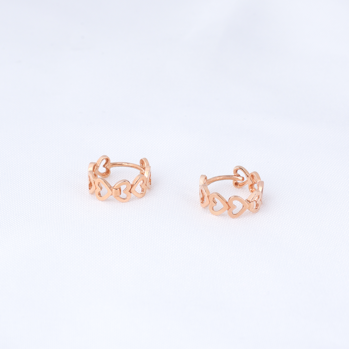 Heart Link Huggie Hoops