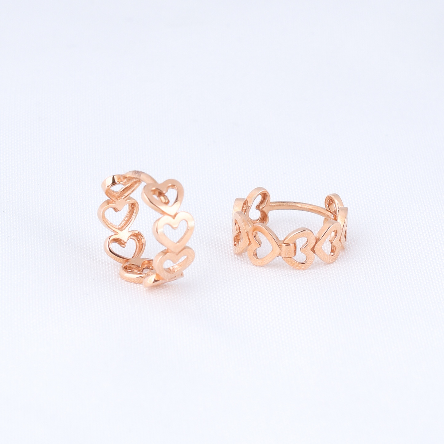 Heart Link Huggie Hoops