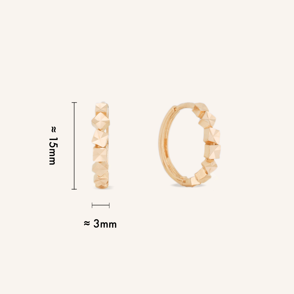 Faceted Cube Hoop Earrings