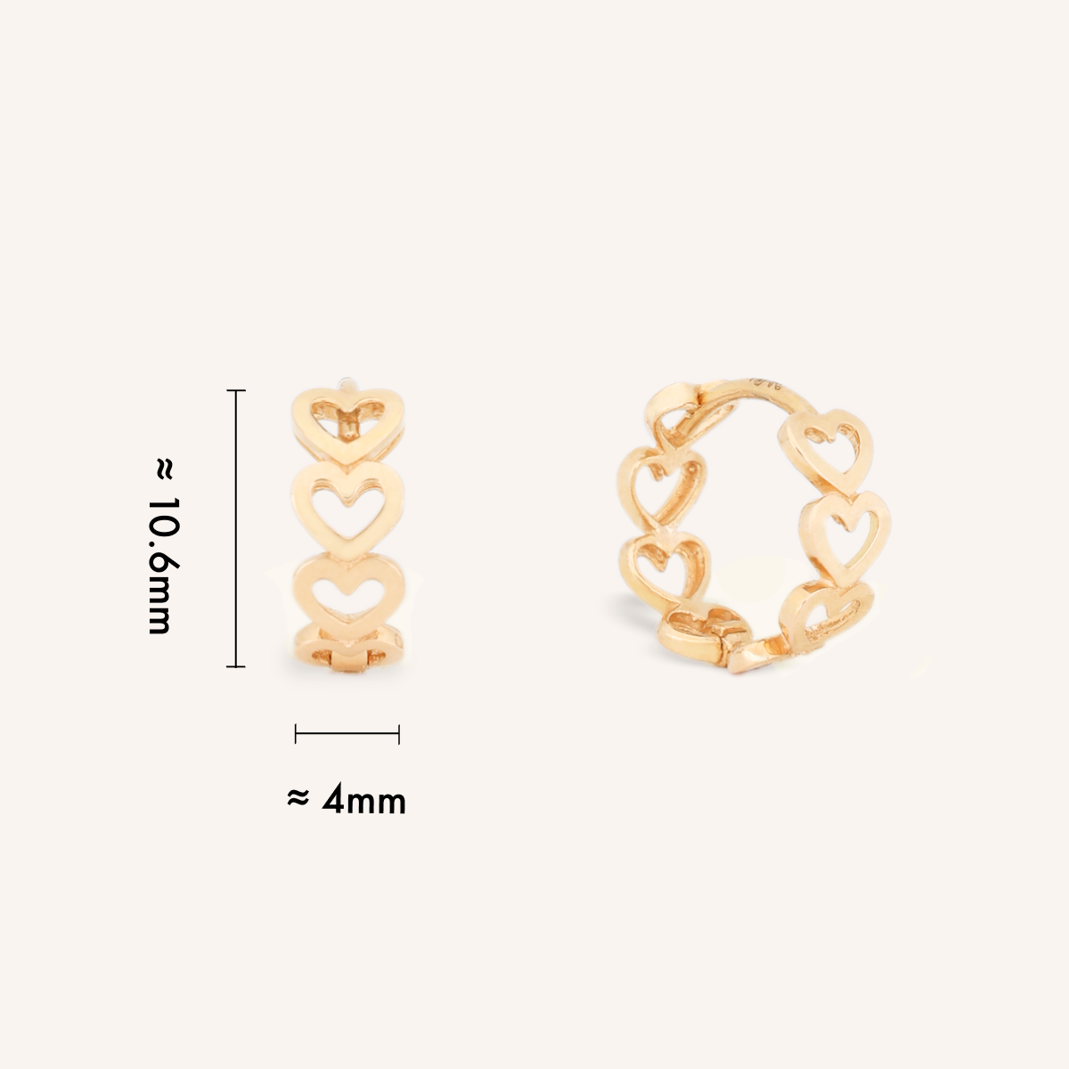Heart Link Huggie Hoops