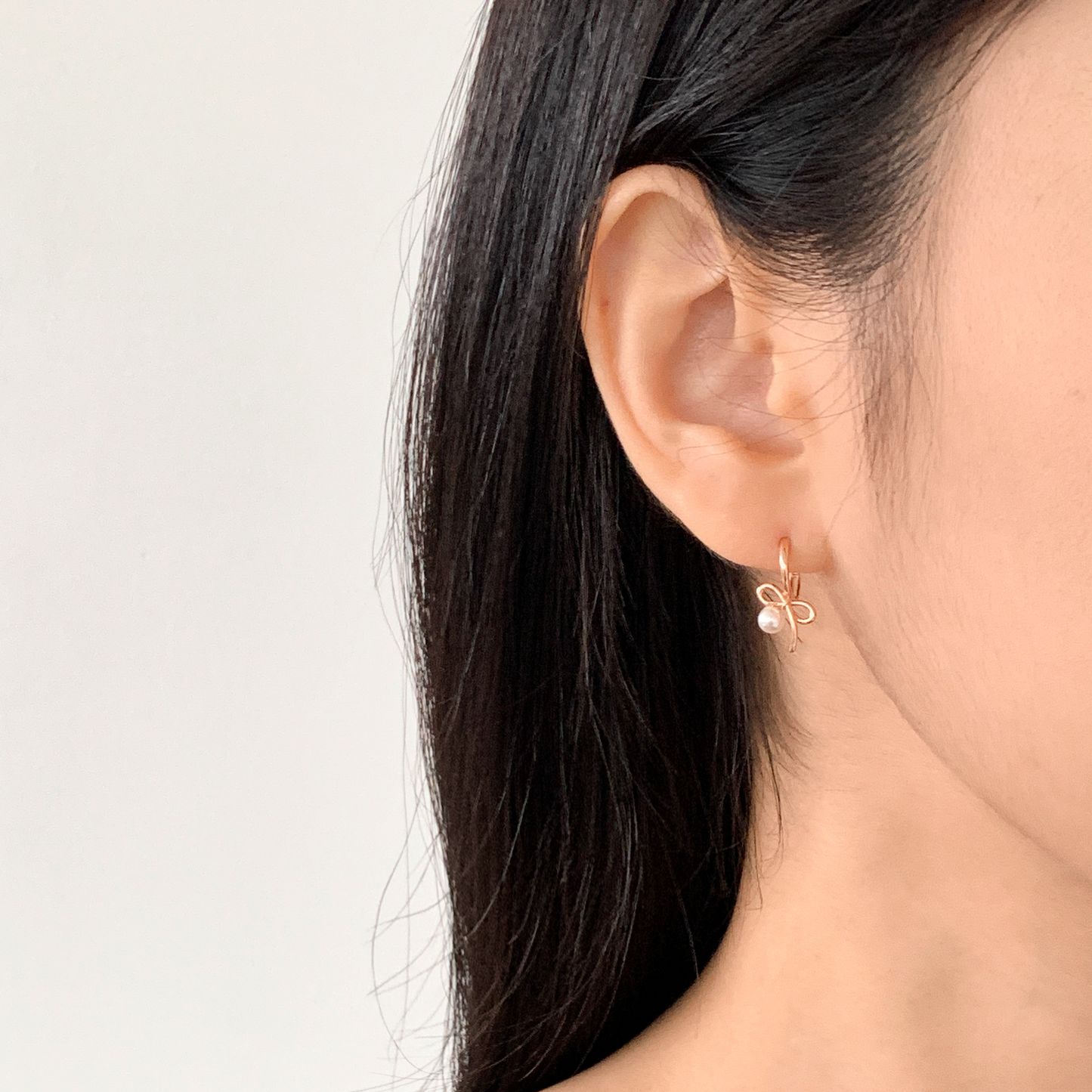 Ribbon Pearl Drop Earrings