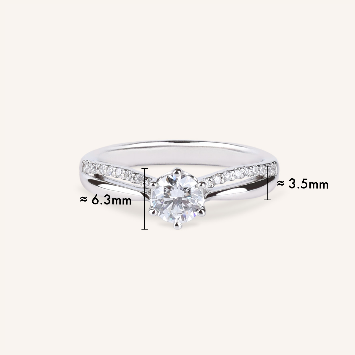 0.5ct Lab Grown Diamond Split Shank Pave Engagement Ring
