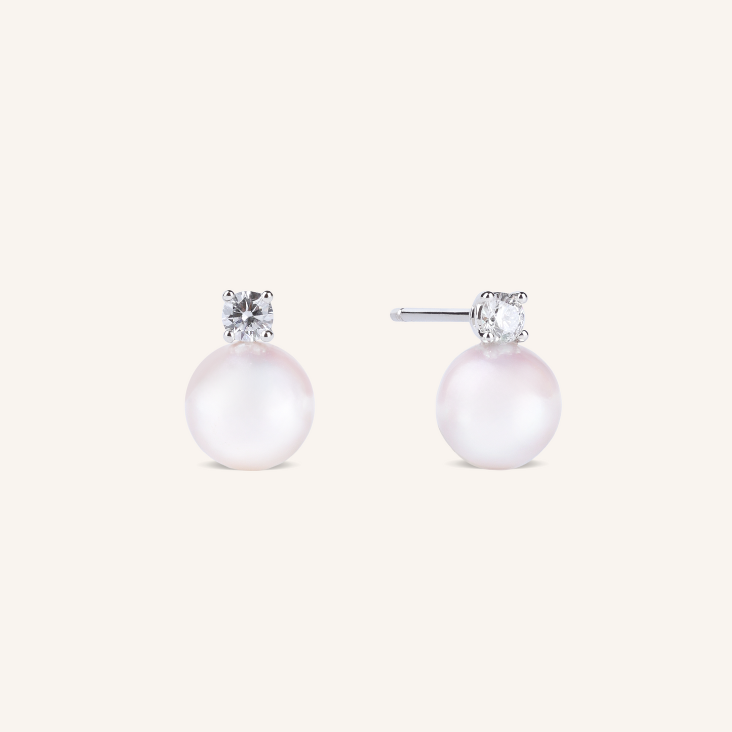 Akoya Pearl Lab Grown Diamond Stud Earrings