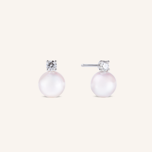 Akoya Pearl Lab Grown Diamond Stud Earrings