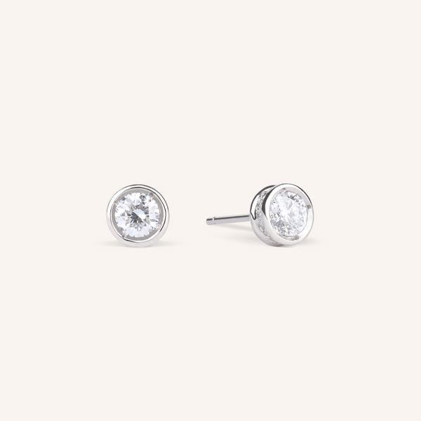 0.3ct Lab Grown Diamond Bezel Pavé Stud Earrings