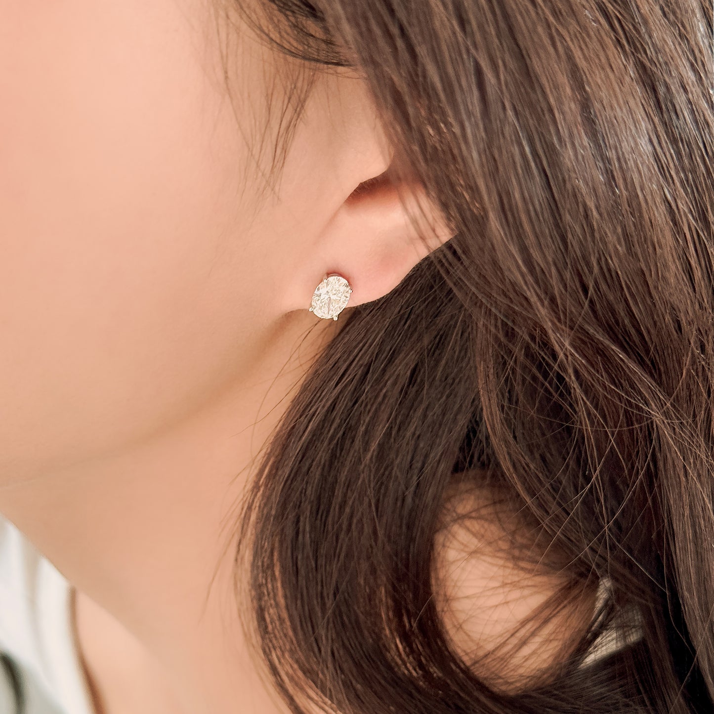 1ct Oval Cut Lab Grown Diamond Stud Earrings