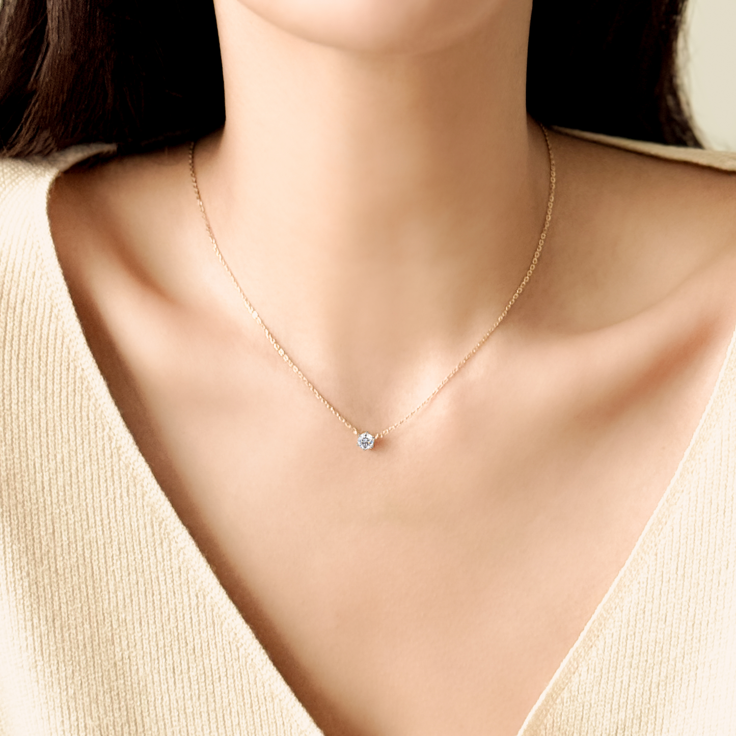 6 Prong Lab Grown Diamond Solitaire Necklace