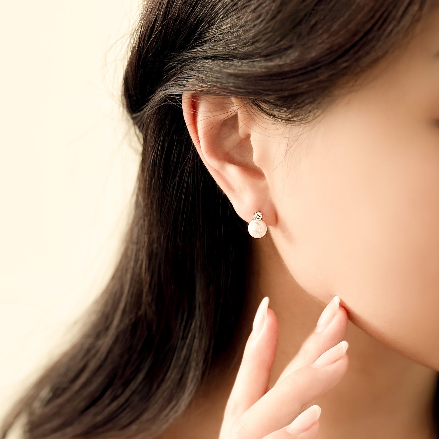 Akoya Pearl Lab Grown Diamond Stud Earrings