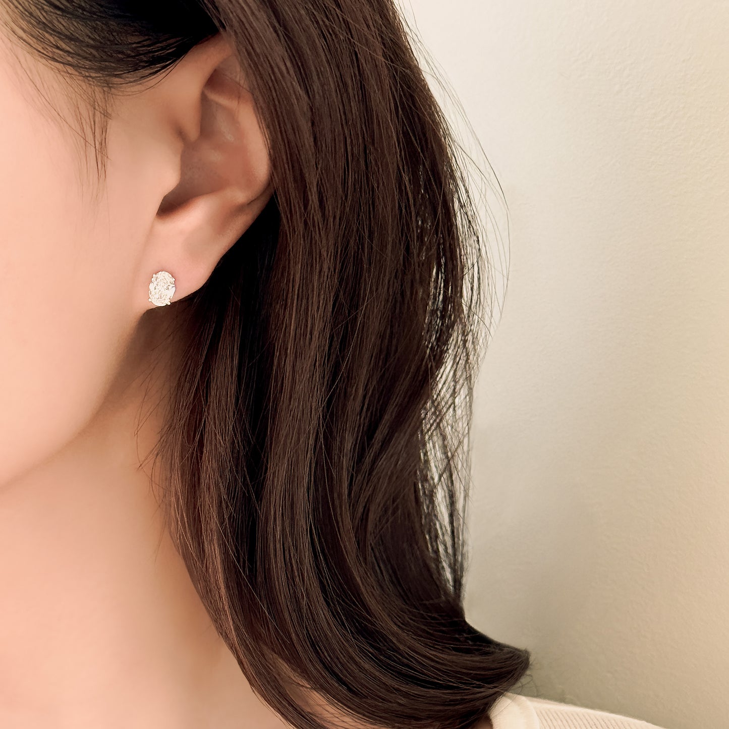 1ct Oval Cut Lab Grown Diamond Stud Earrings