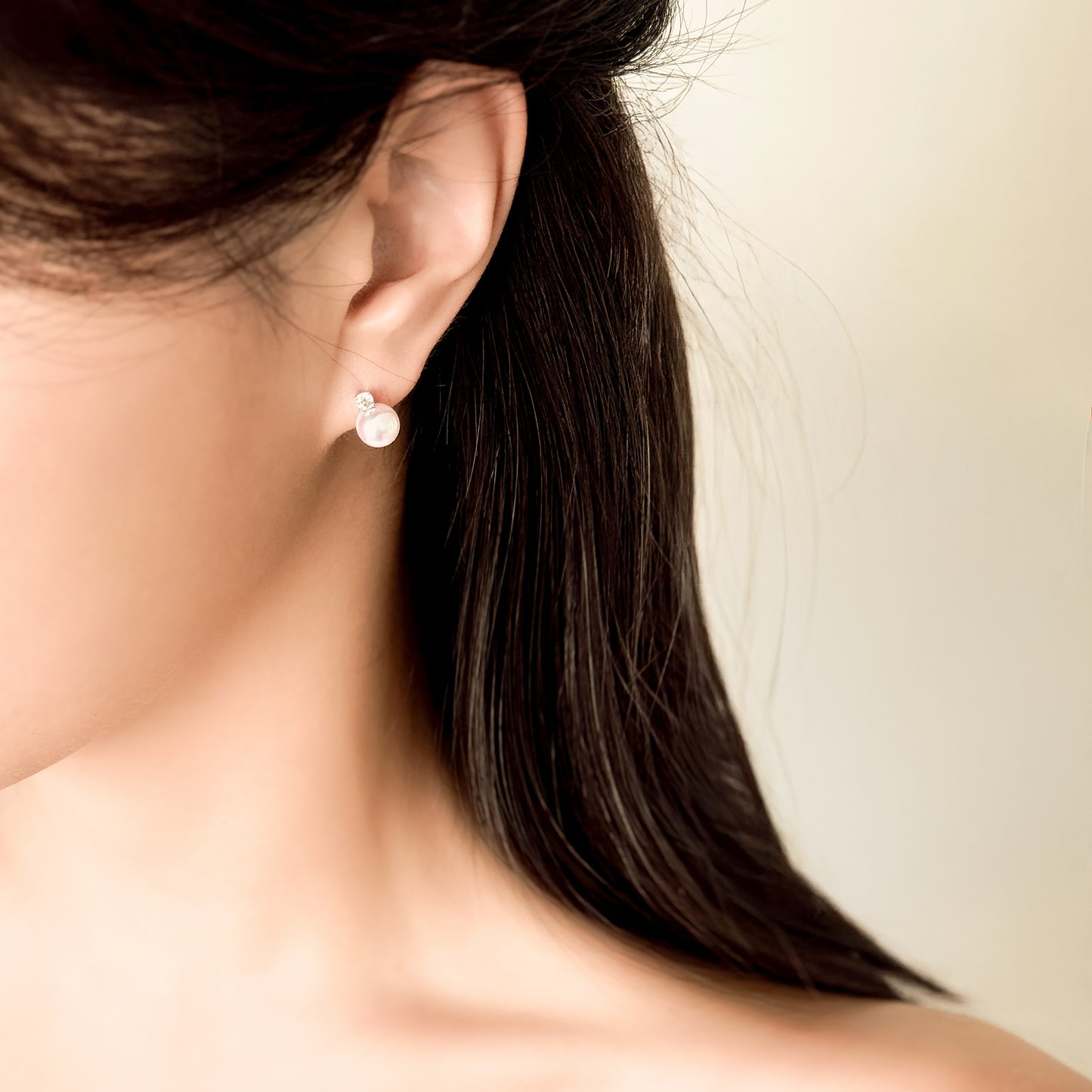 Akoya Pearl Lab Grown Diamond Stud Earrings