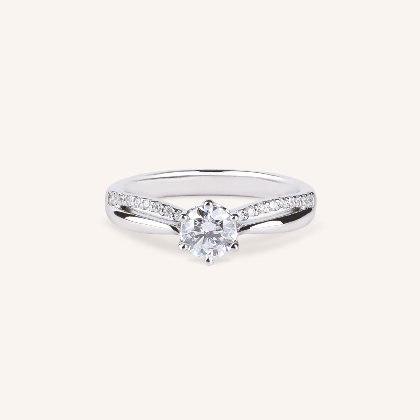 0.5ct Lab Grown Diamond Split Shank Pave Engagement Ring