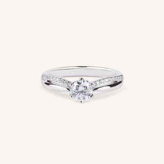 0.5ct Lab Grown Diamond Split Shank Pave Engagement Ring